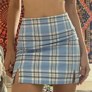 Brandy Melville Blue Plaid Skirt